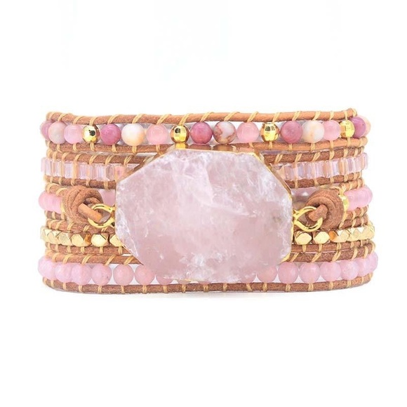 NEW $44 ANANTA STONES "Love Chakra" Rose Quartz Beaded Wrap Bracelet - Picture 1 of 4